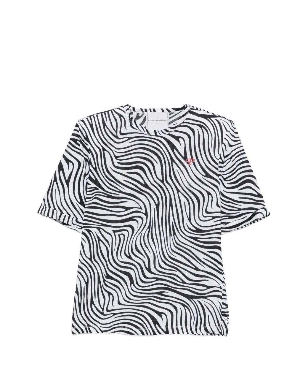 Philosophy Di Lorenzo Serafini White Zebra-Print Logo-Detail T-Shirt