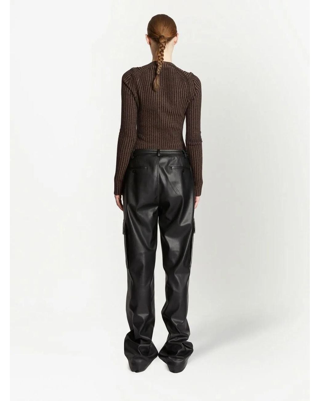 Proenza Schouler Brown Plaited Rib Scoop Neck Jumper