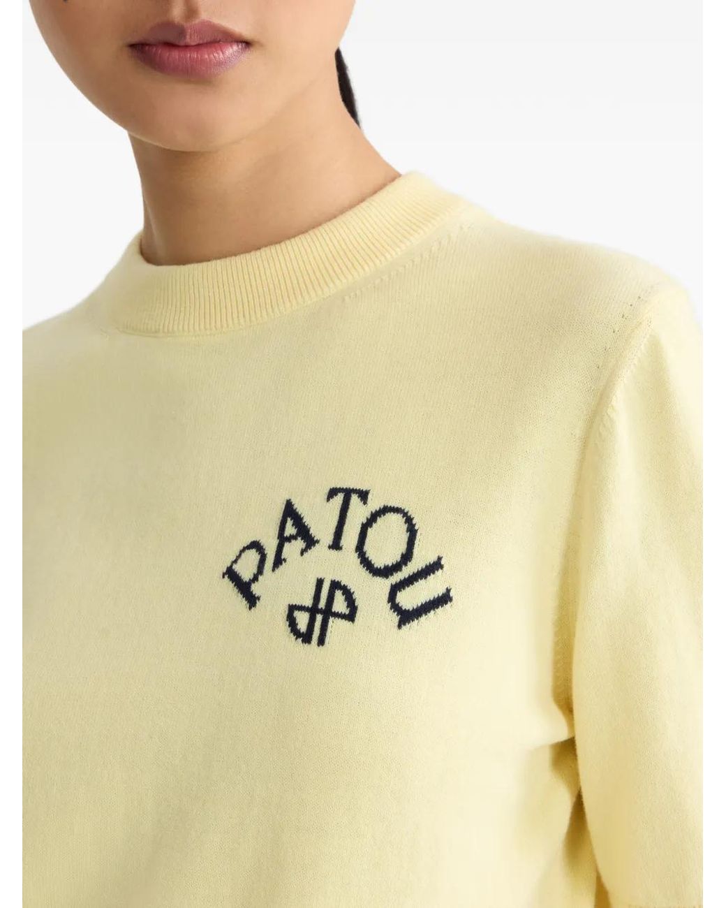 Patou Yellow Bow Short-Sleeved Top