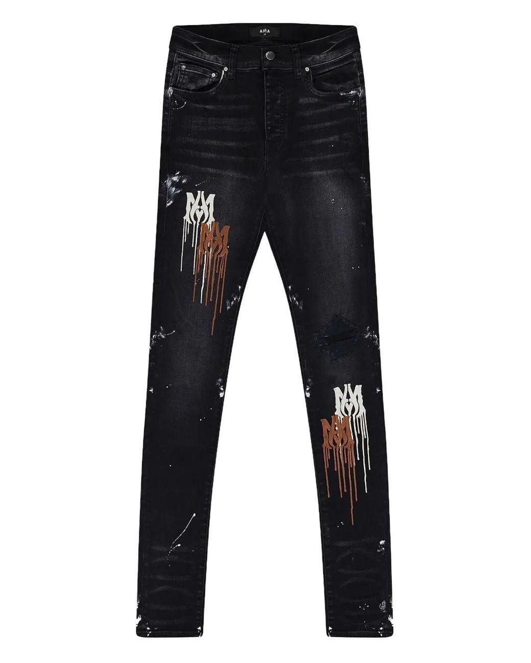 Amiri Black Paint-Drip Jeans for men