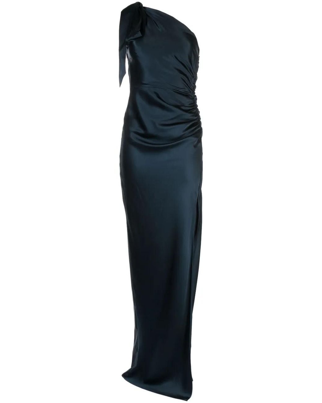 Michelle Mason Blue Asymmetric Silk Maxi Gown