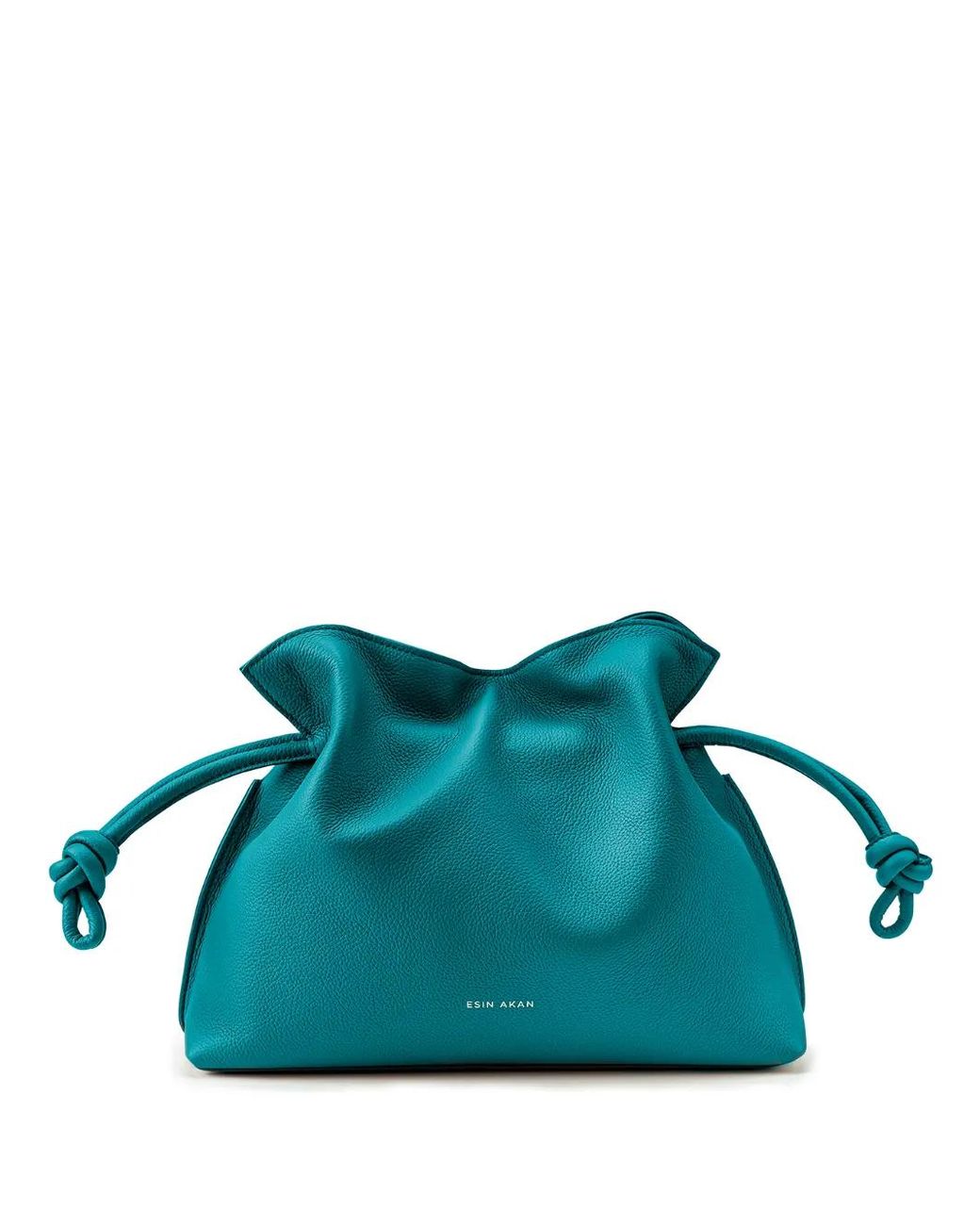 Esin Akan Blue Midi Emma Grain Leather Cross Body Bag