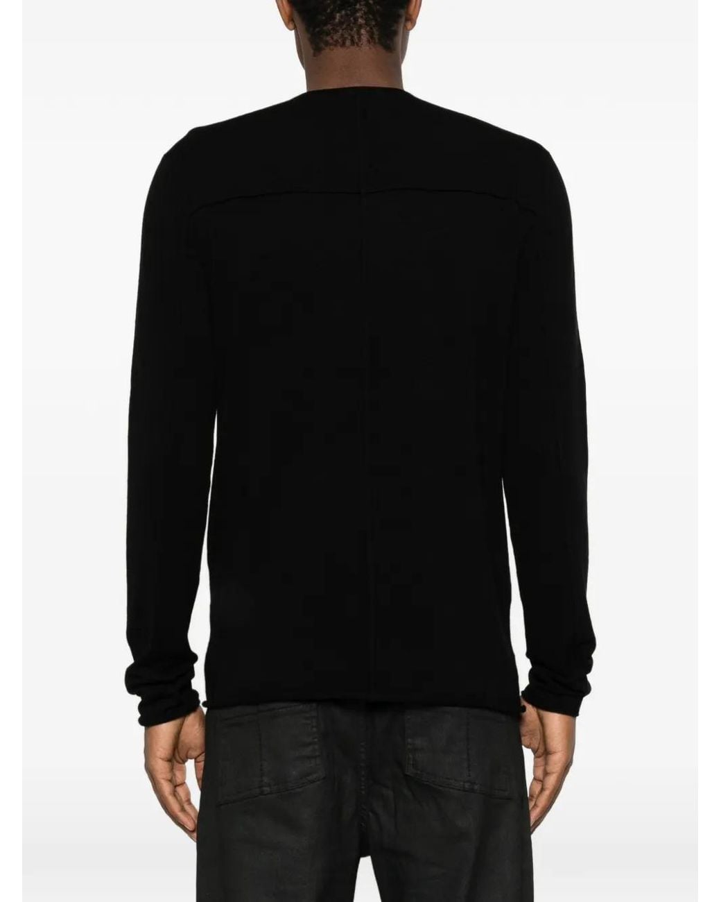 Thom Krom Black Exposed-Seam Crew-Neck Sweater for men