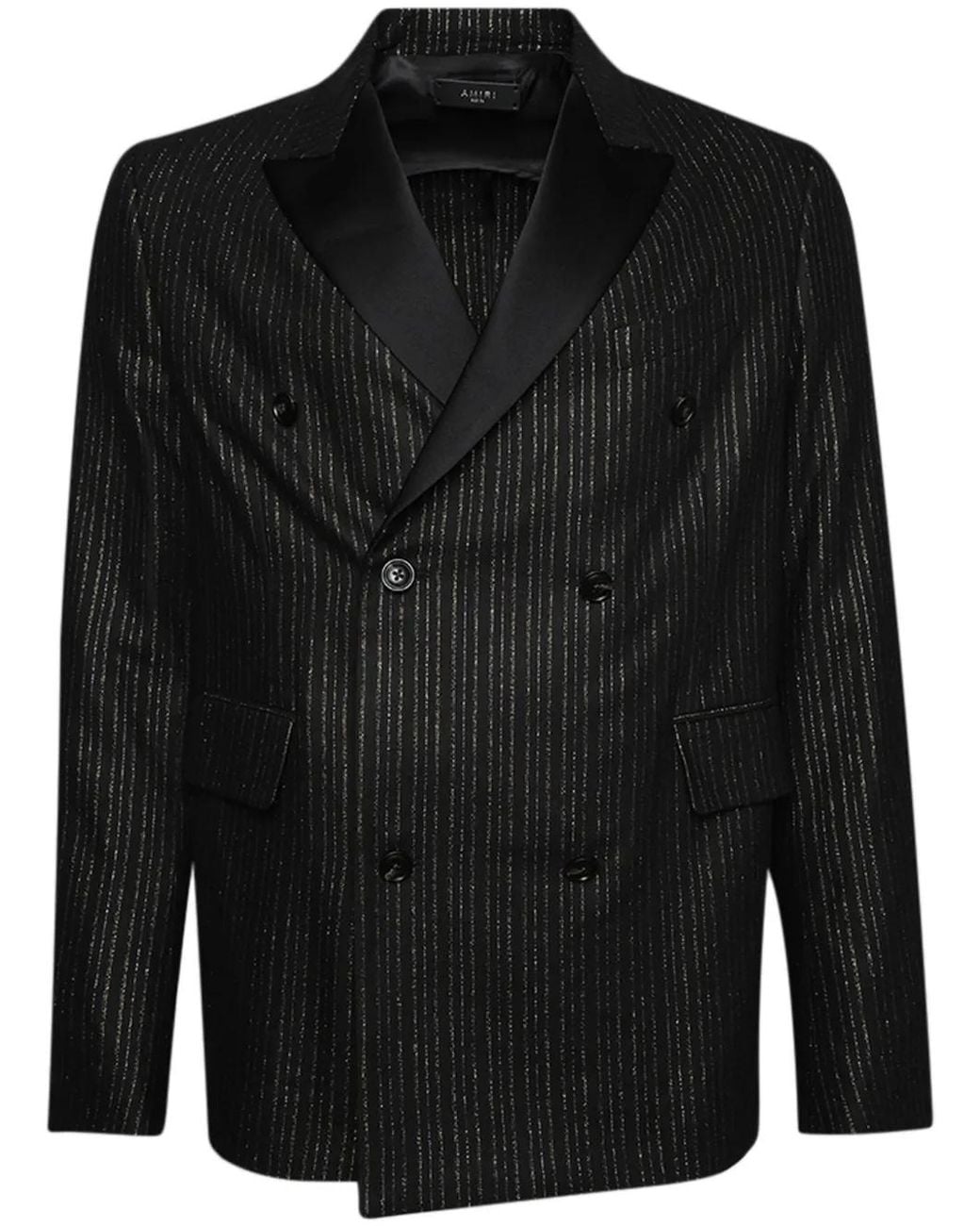 Amiri Black Metallic-Stripe Double-Breasted Blazer for men