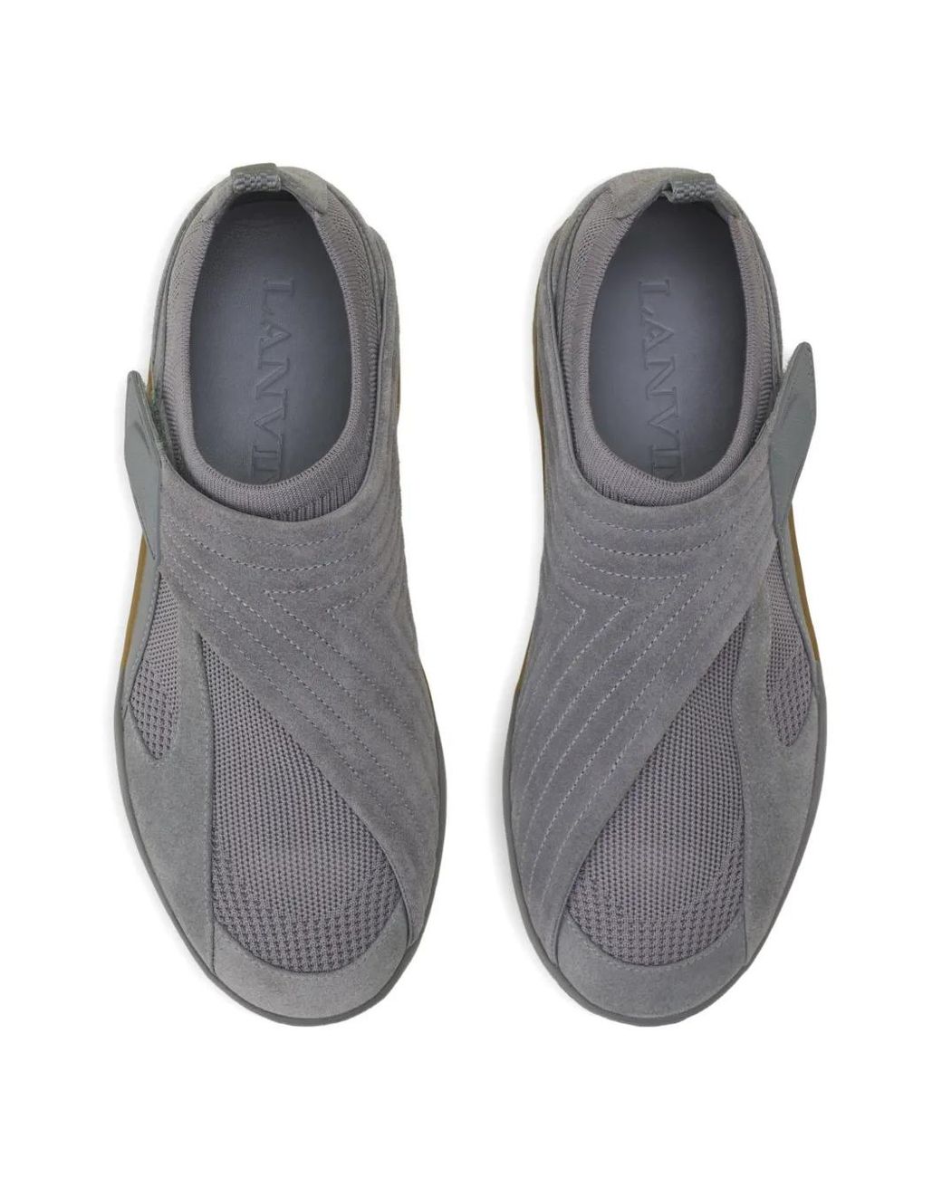 Lanvin Gray Lnv1 Knit And Suede Sneakers