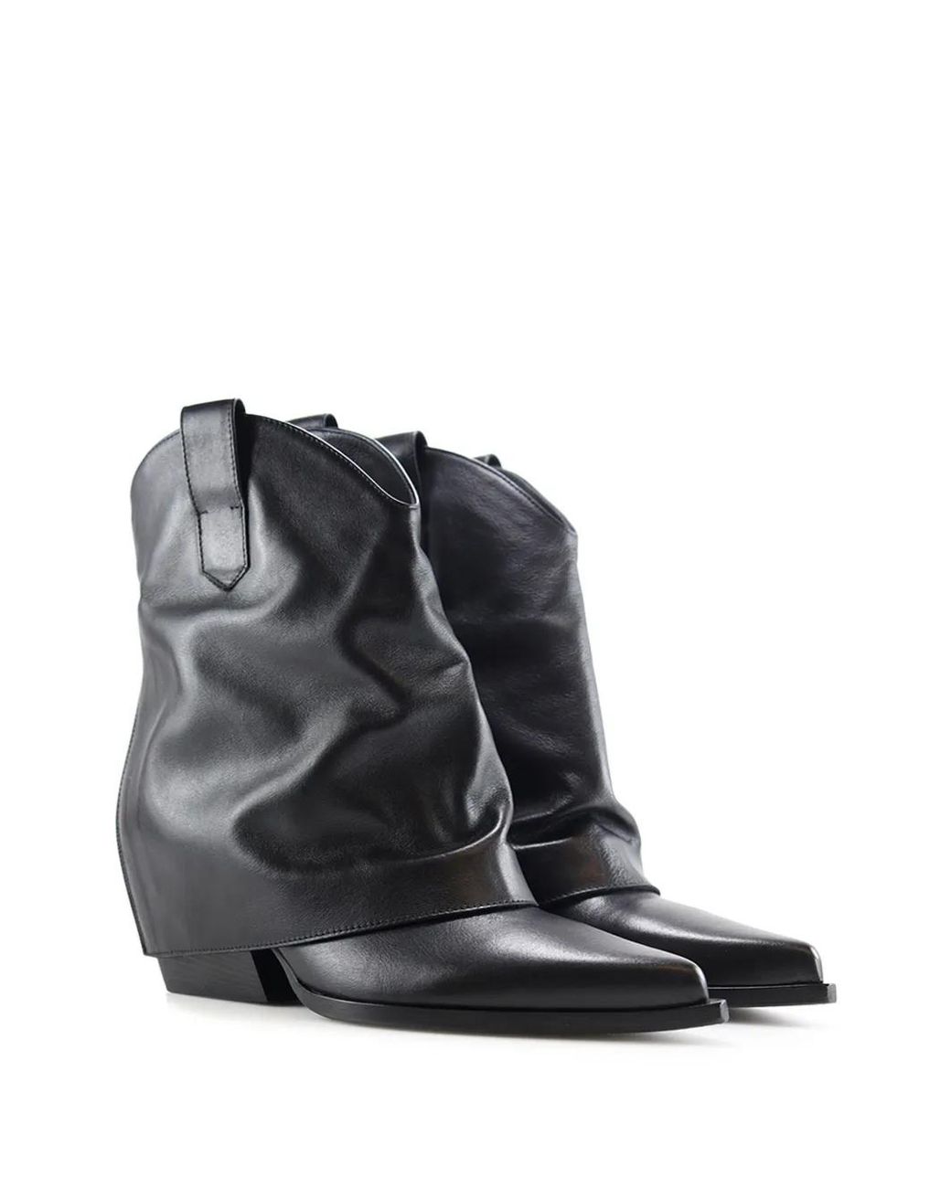 Notabene Black Calf Leather Pointed Heel Boots