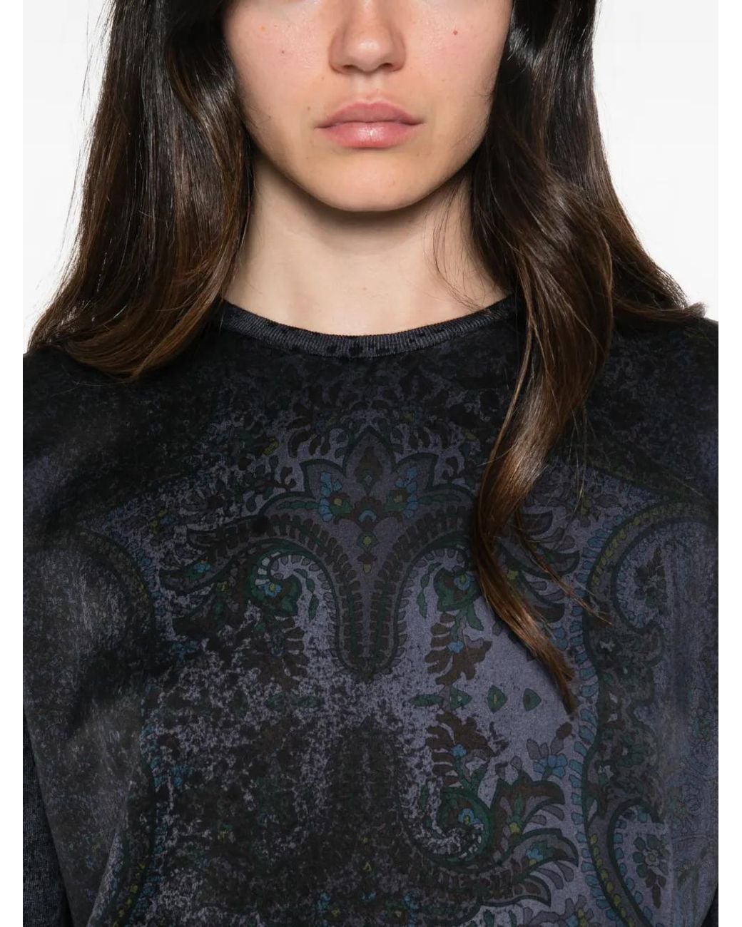 Avant Toi Black Paisley-Print Sweater
