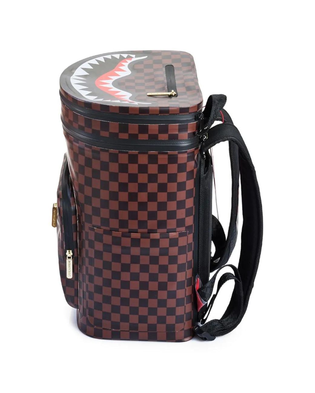 Sprayground Purple Shark Cooler Checkered Backpack for men