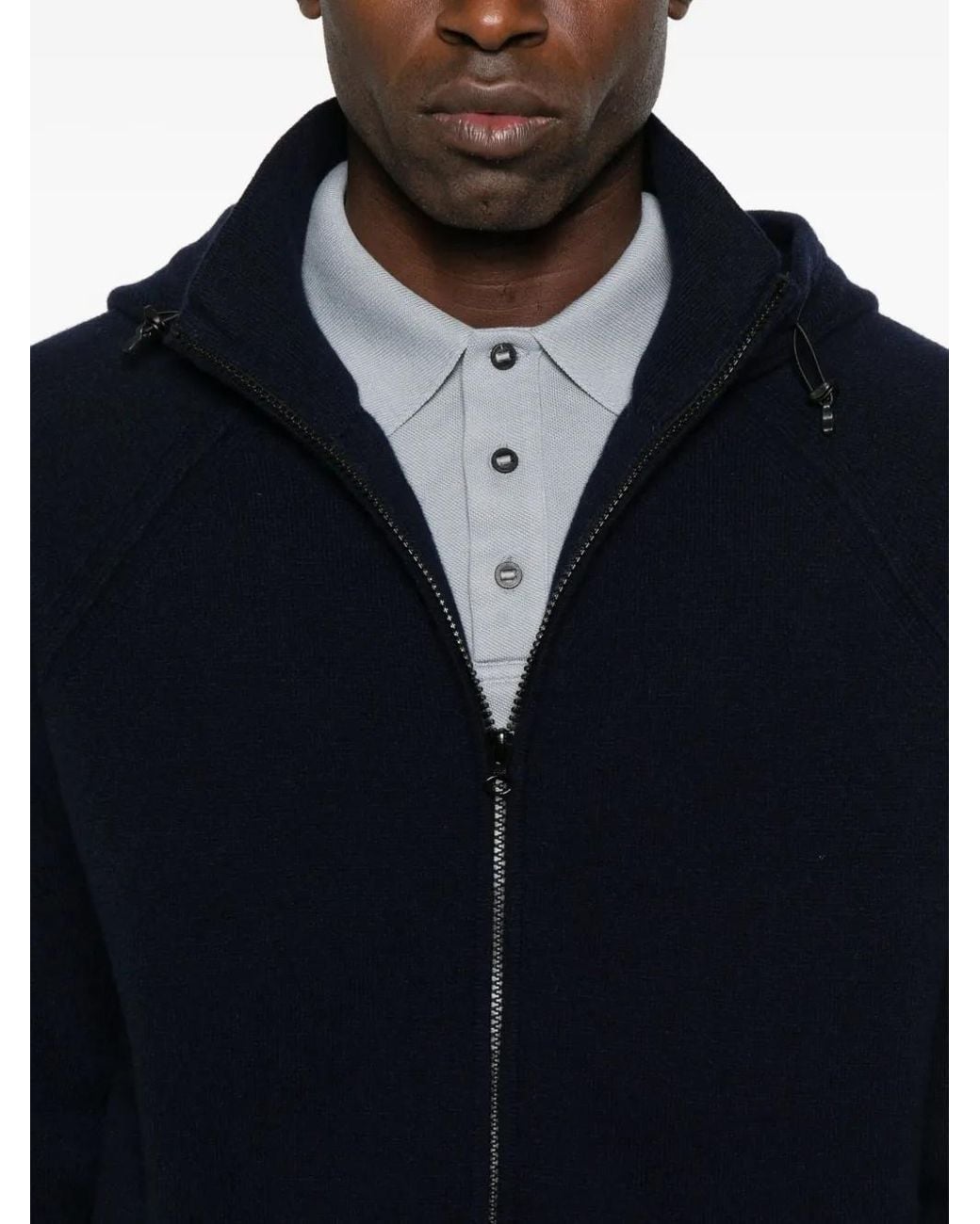 C P Company Blue C.P.Company Zip-Front Hooded Jacket for men