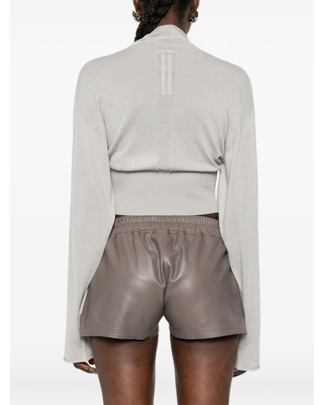 Rick Owens White Pull Crop Con À Col Montant