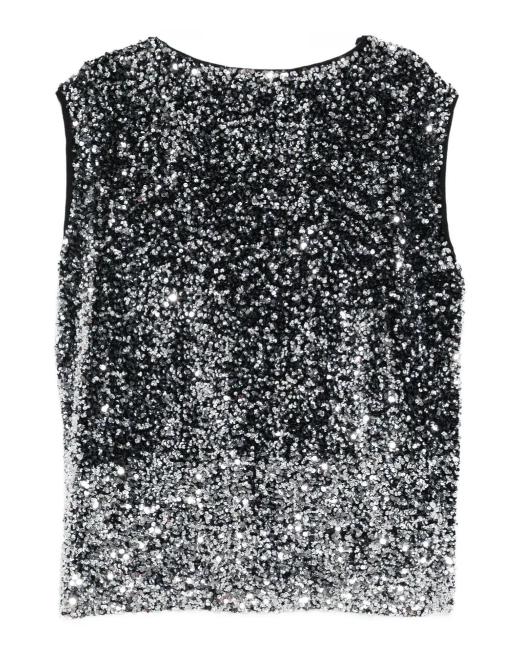 Junya Watanabe Black Sequinned Sleeveless Top