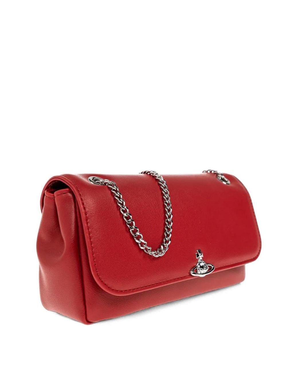 Vivienne Westwood Red Orb-Plaque Chain-Link Shoulder Bag