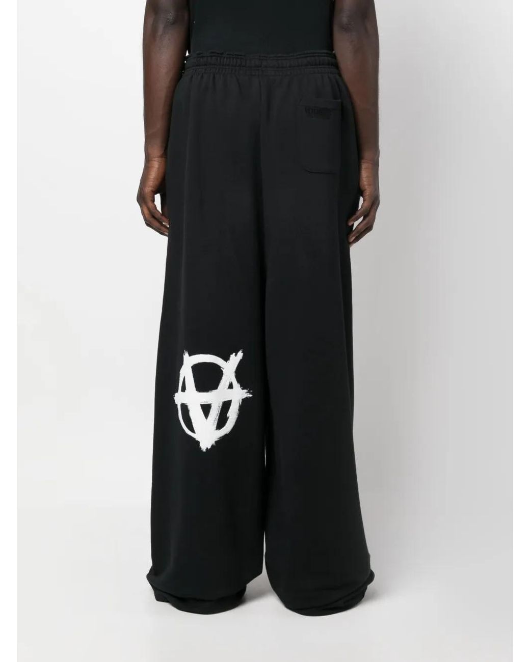Vetements Black Logo-Print Wide-Leg Track Pants for men