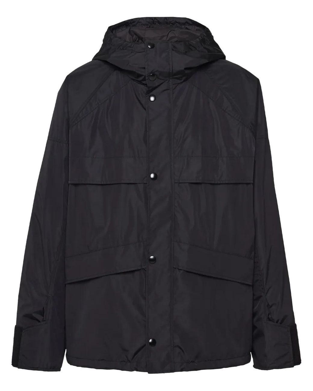 Prada Black Triangle-Logo Hooded Jacket for men