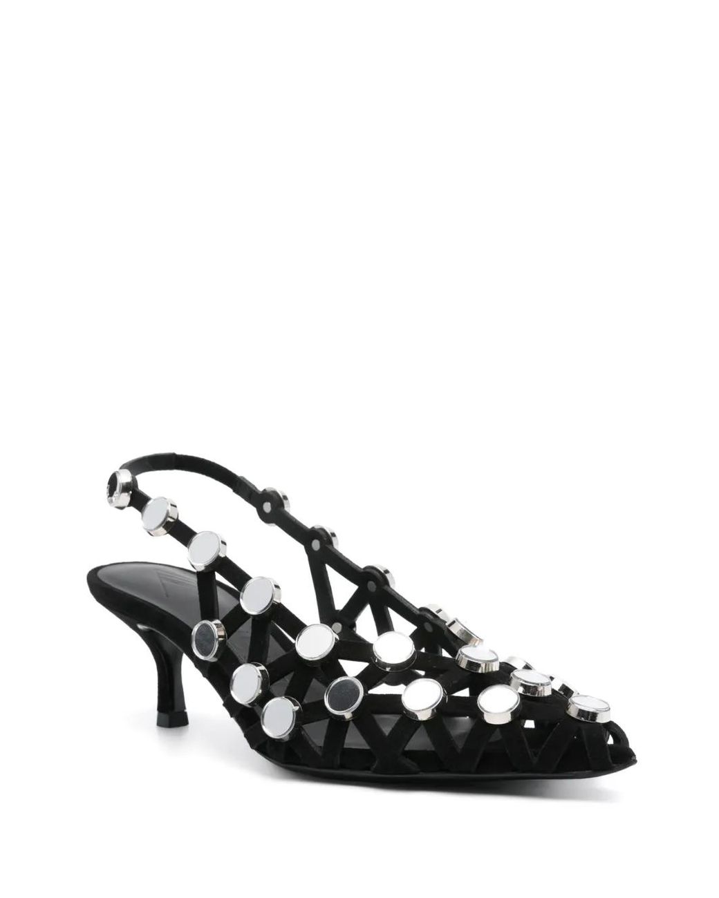 The Attico Black Suede Grid Slingback With Inserts