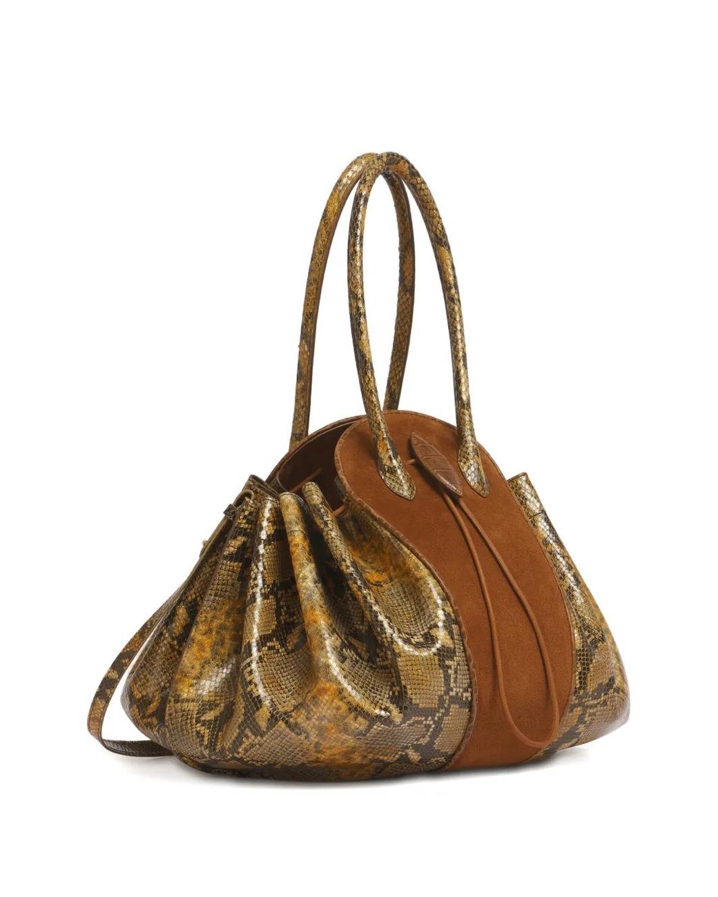 Marni Brown Large Python-Print Shoulder Bag
