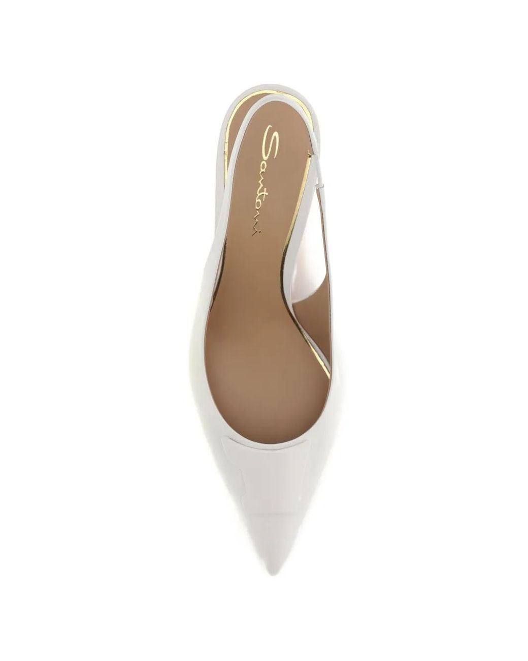 Santoni White Slingback-Pumps Mit Schnalle