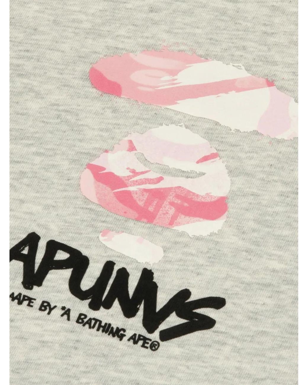 Aape By A Bathing Ape Gray Moonface-Print T-Shirt for men