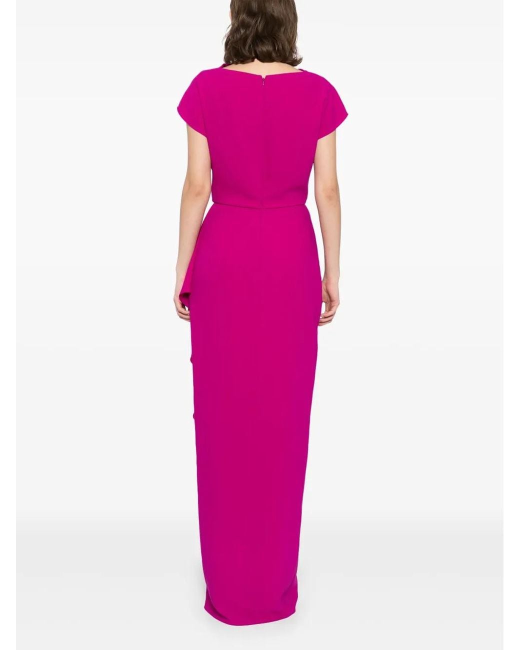 Amsale Pink Draped Crepe Gown Dress