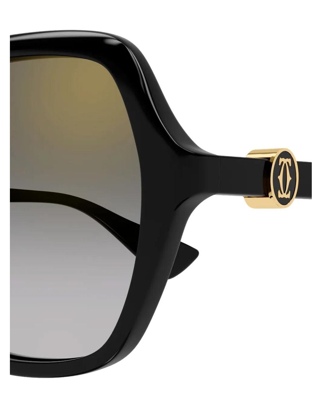 Cartier Black Geometric-Frame Sunglasses
