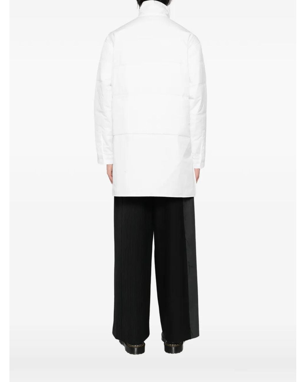 Yohji Yamamoto White Broad Loop Button Padded Jacket for men