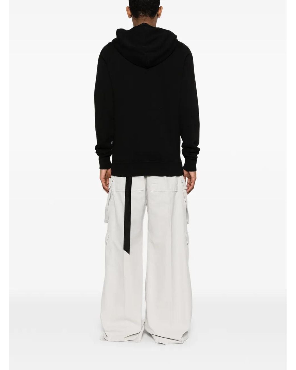 Rick Owens Black Zip-Around Hooded Hoodie for men