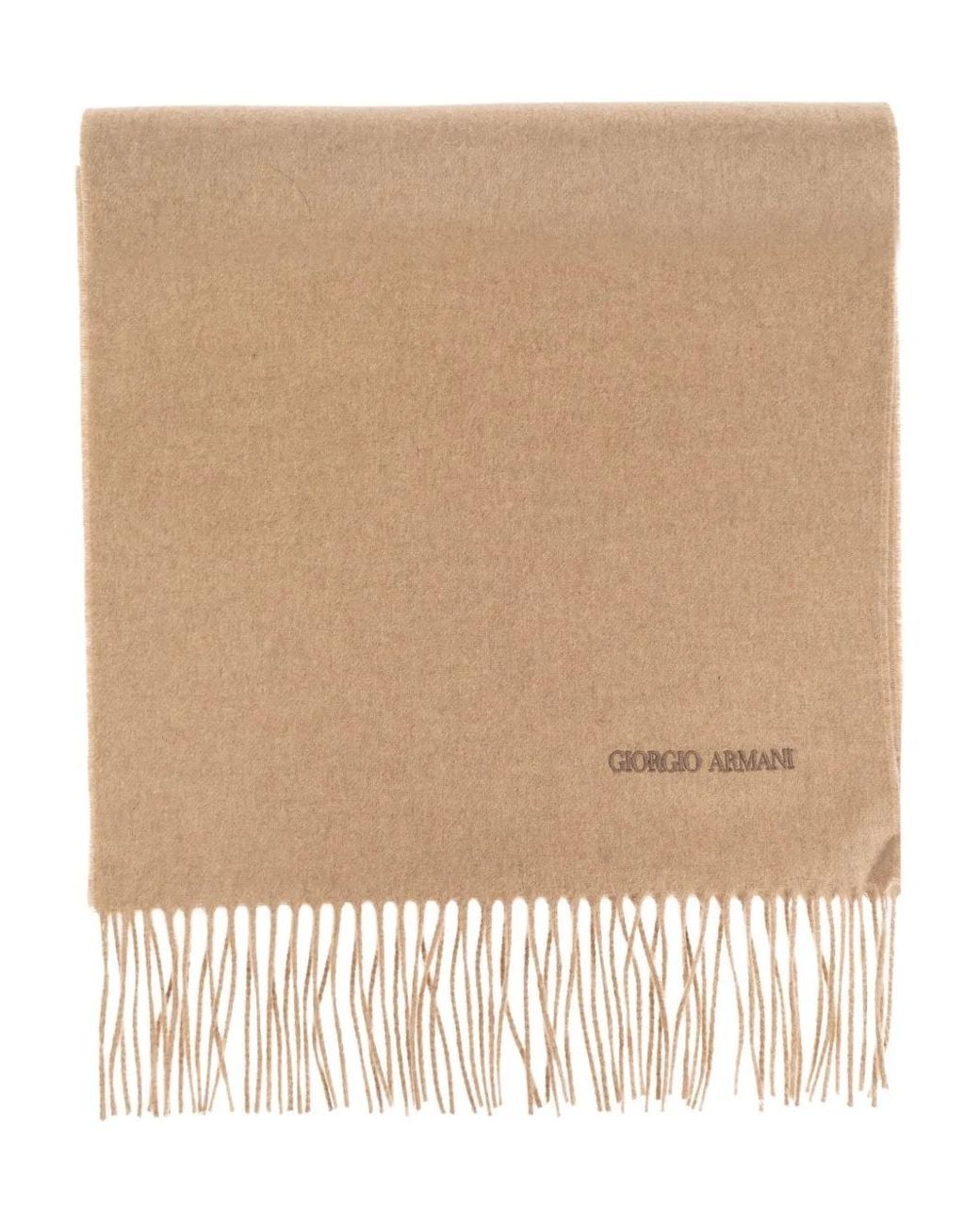 Giorgio Armani Natural Fringed Wool Scarf for men