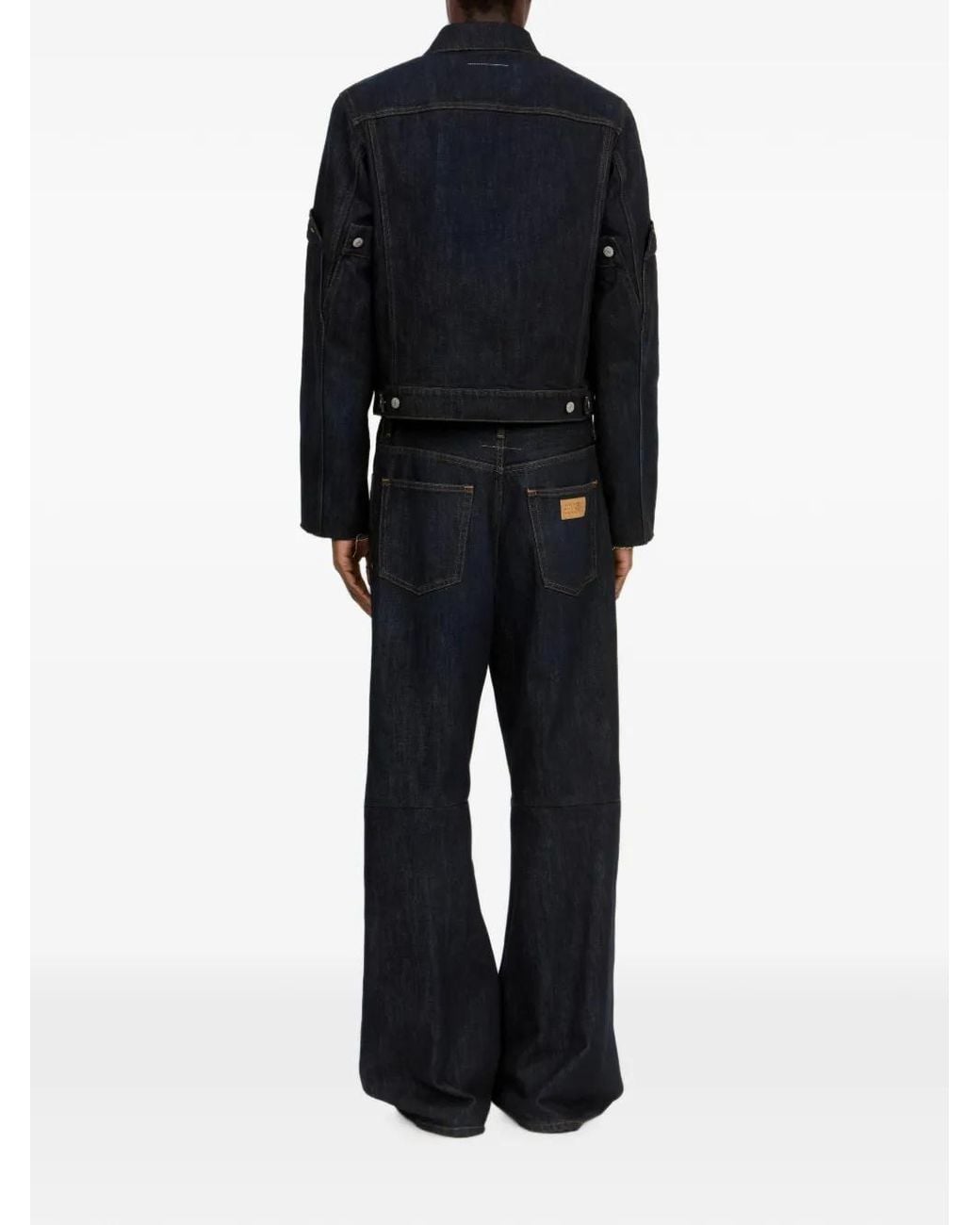 MM6 by Maison Margiela Blue Flipped-Sleeve Denim Jacket for men