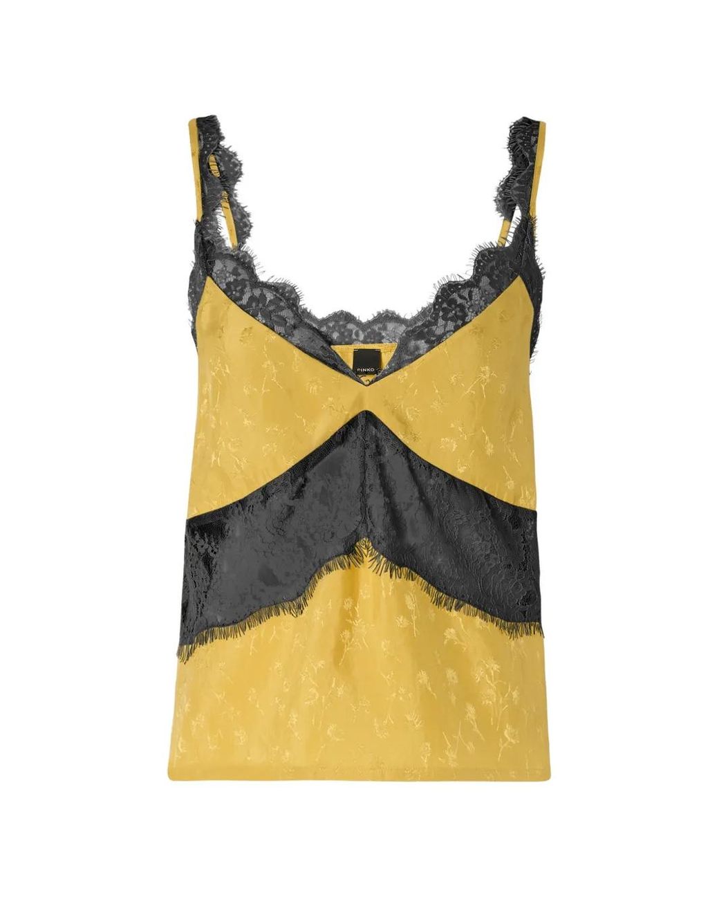 Pinko Yellow Lace Lingerie Top