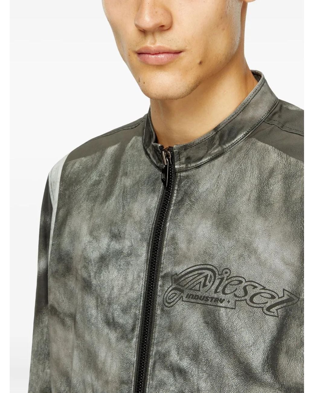 Chaqueta biker a paneles con logo DIESEL de hombre de color Green