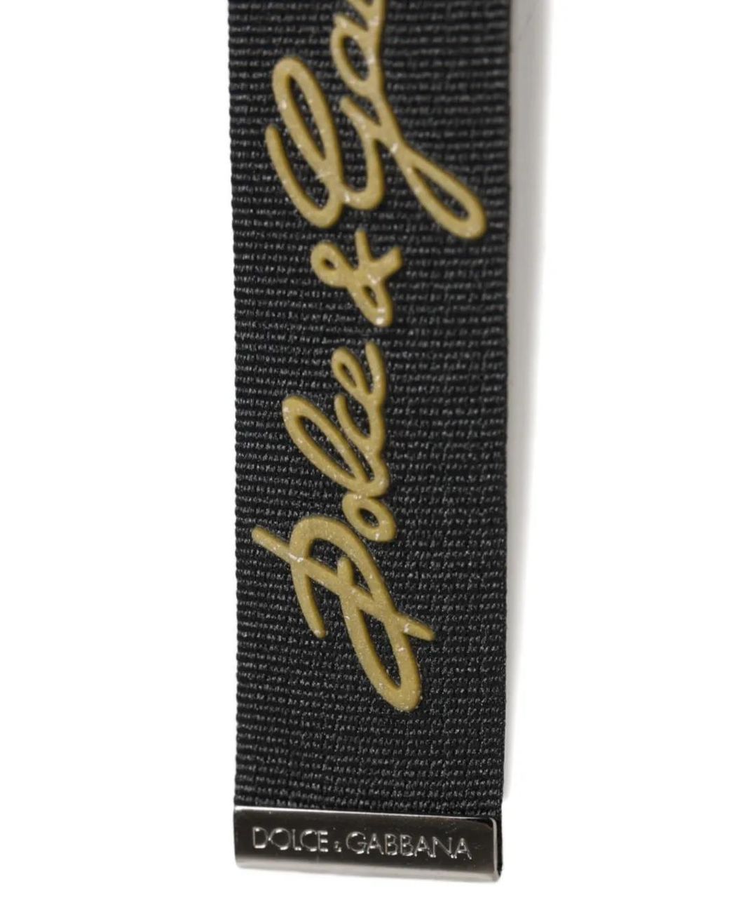 Dolce & Gabbana White Logo-Print Keychain for men
