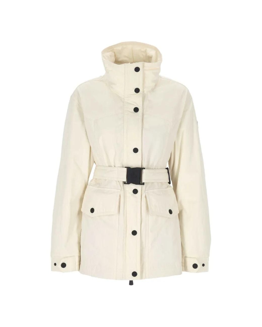 Moncler White Belted Hooded Jacket