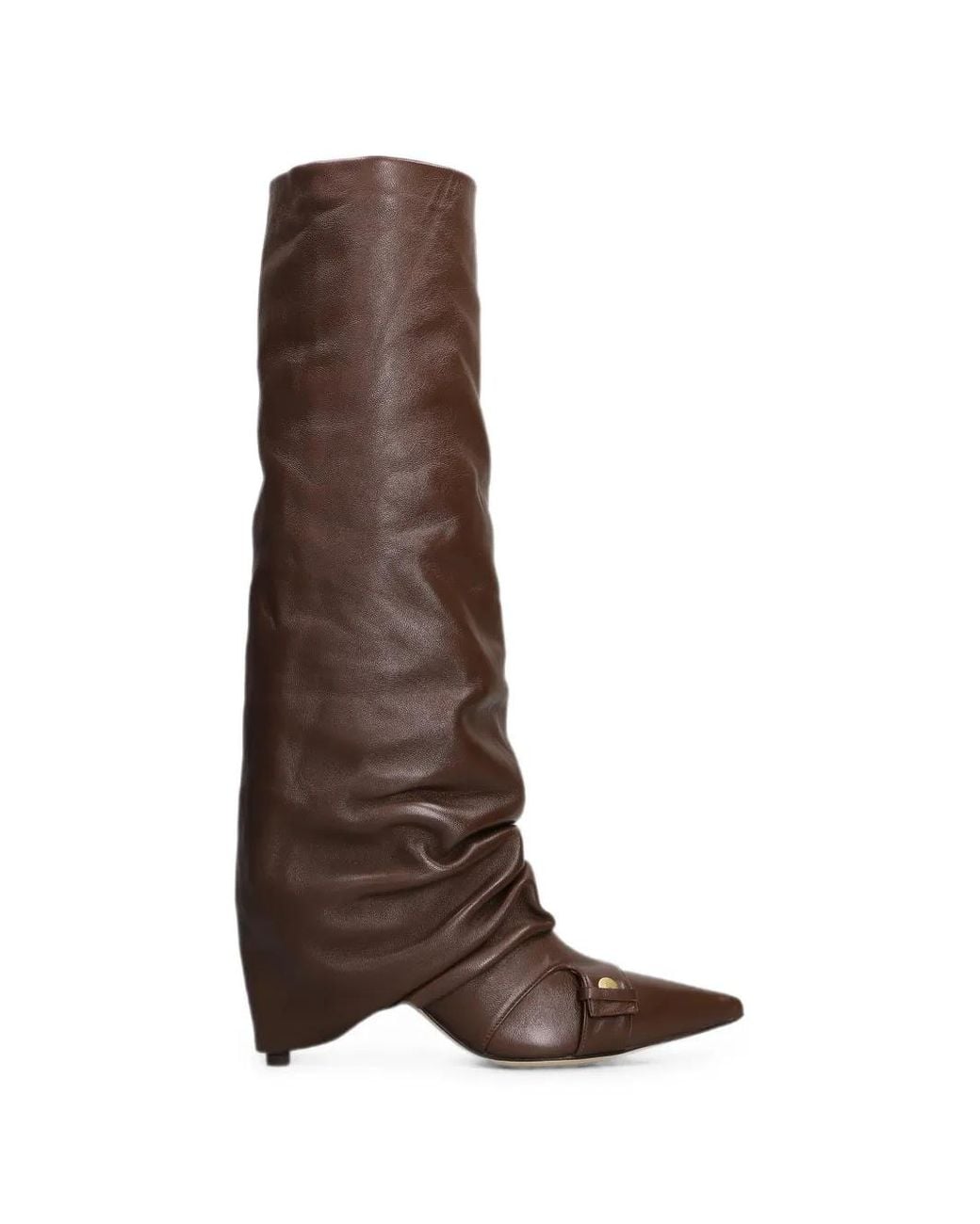 The Seller Brown Pointed-Toe Slouchy Leather Boots