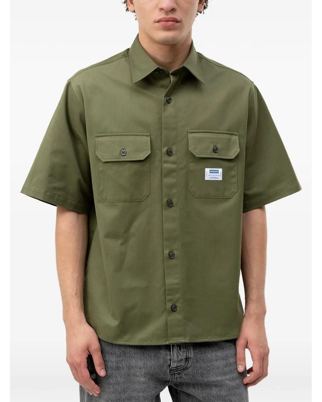 HUGO Hemd Mit Logo-Patch in Green für Herren
