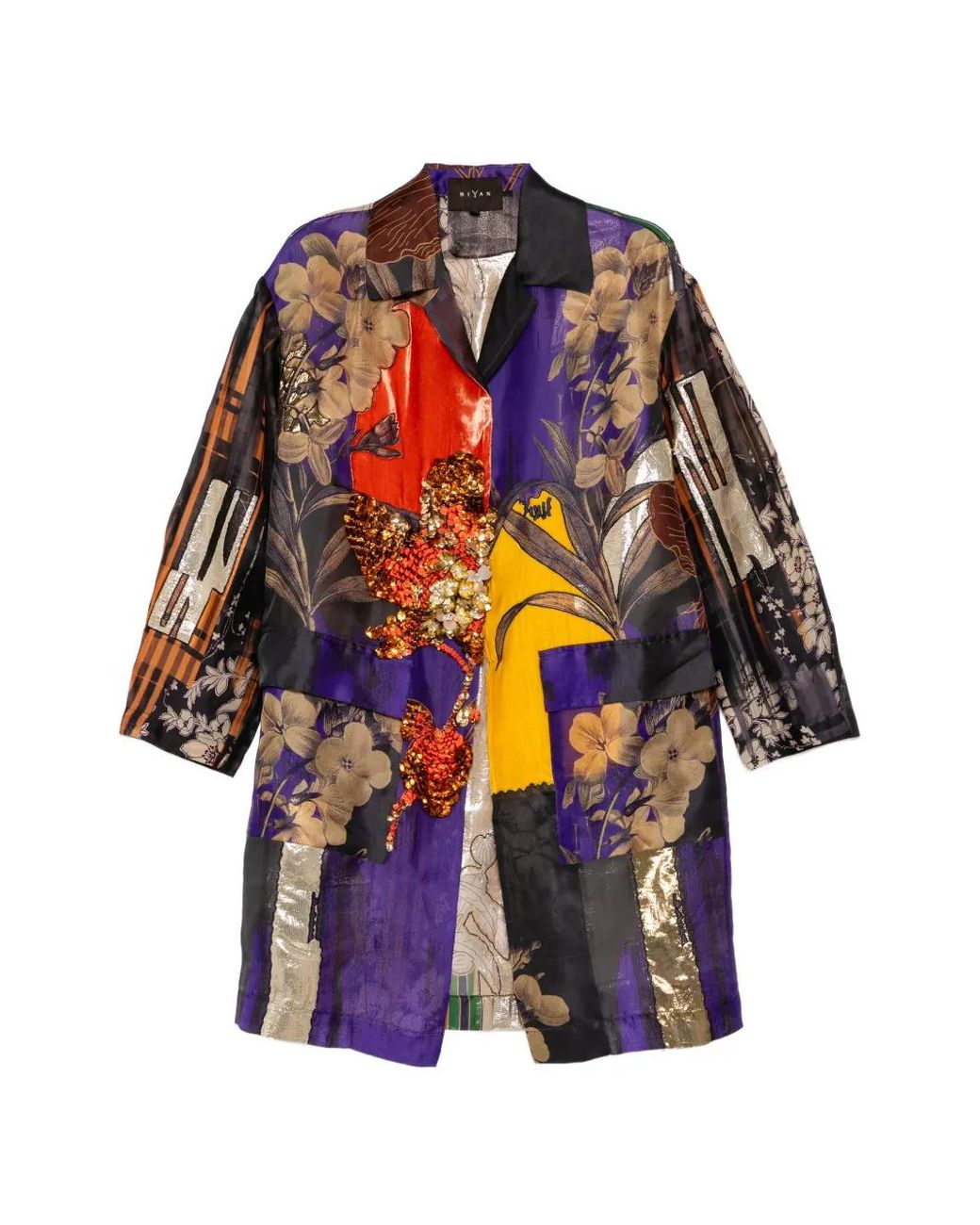Abrigo Con Estampado Patchwork Biyan de color White