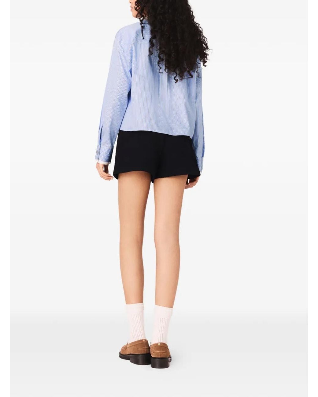 Maje Blue Shirt With Removable Jewel Collar