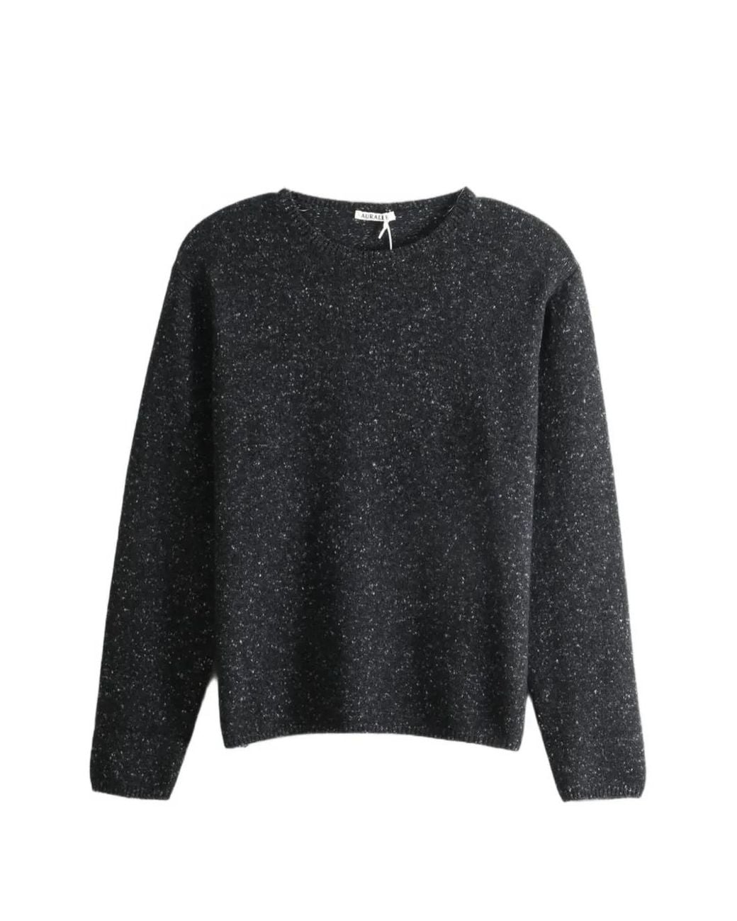 Auralee Black Flecked-Knit Crew-Neck Sweater for men