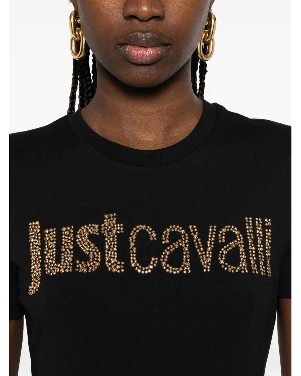 Just Cavalli Black Robe Courte À Logo Strassé