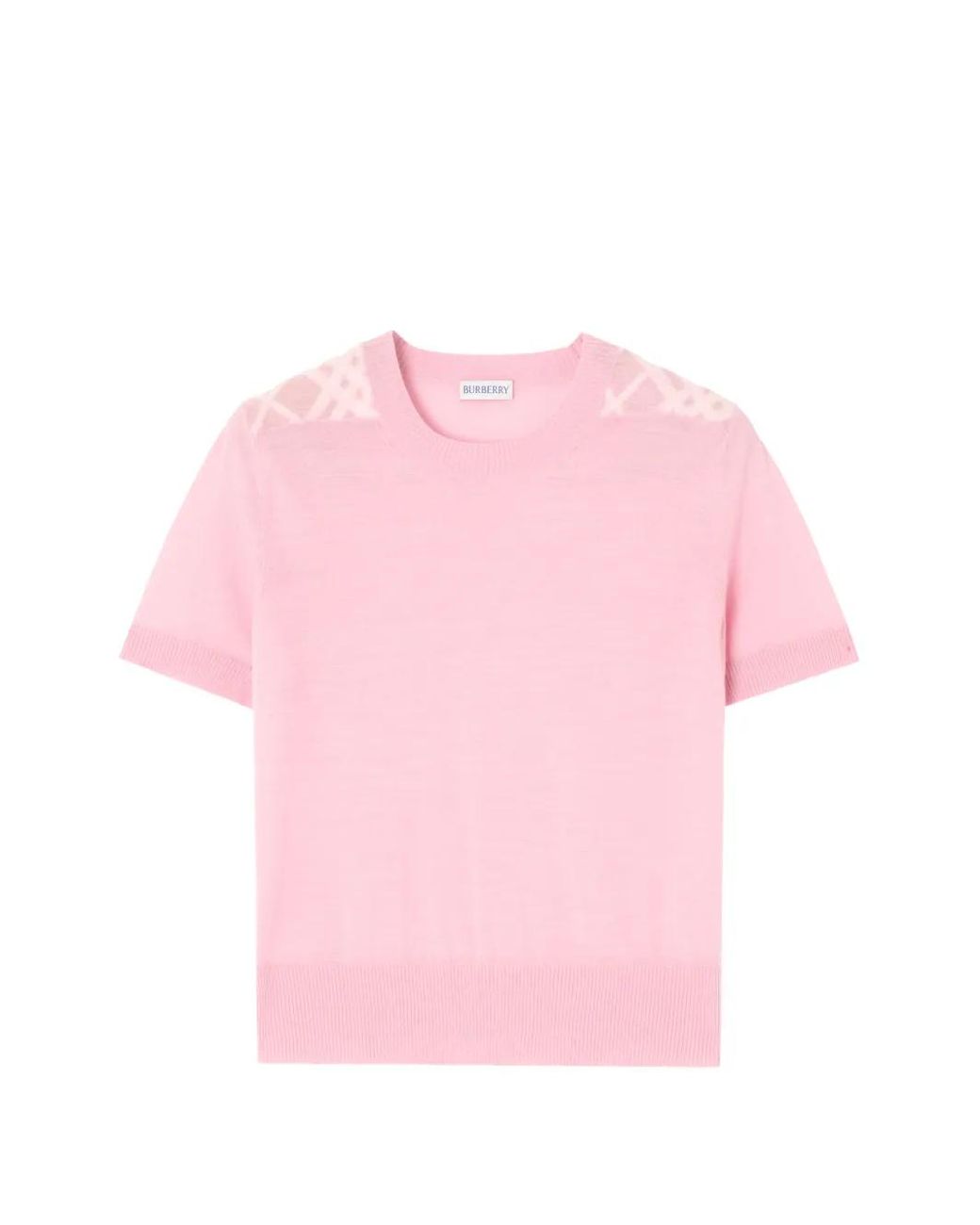 Burberry Pink Check-Panel Wool-Silk Top