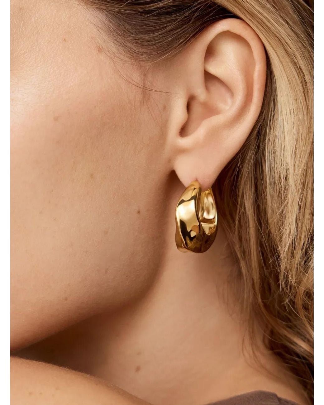Monica Vinader Brown Medium Nomade Hoop Earrings