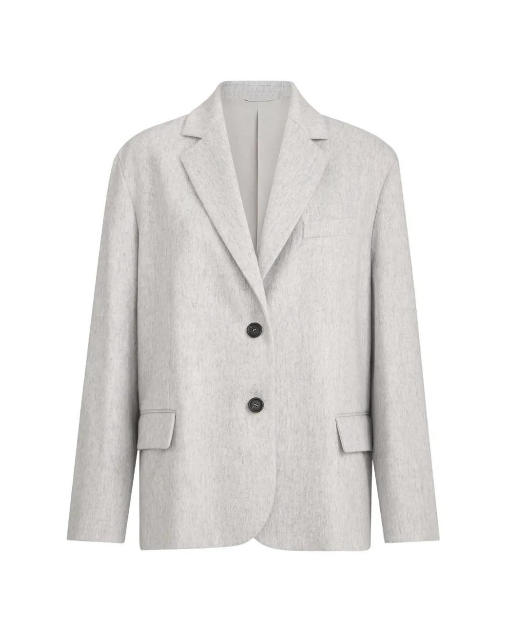 Brunello Cucinelli White Wool Flannel Blazer With Monili