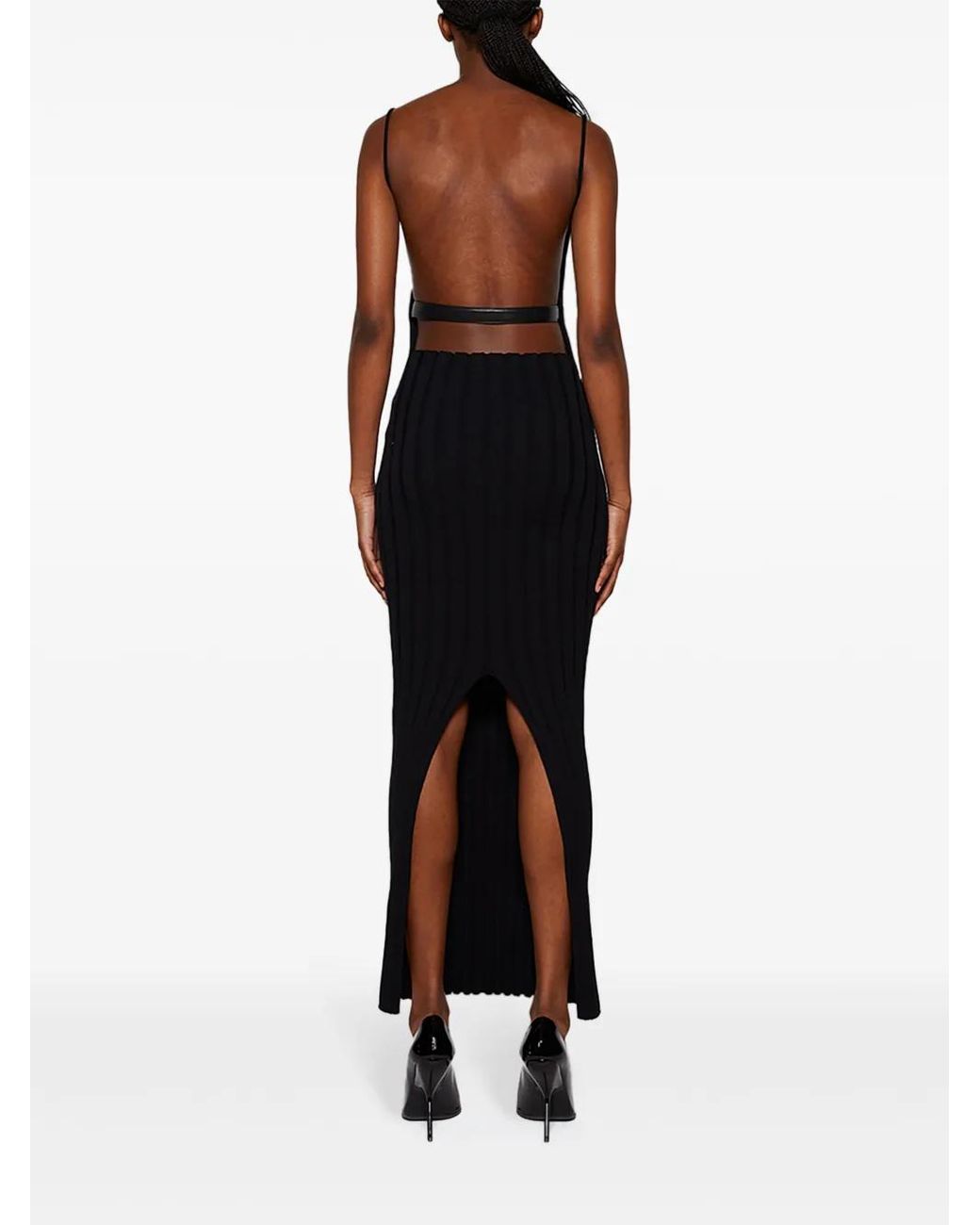 Alexander Wang Black Belted Ribbed-Knit Dress
