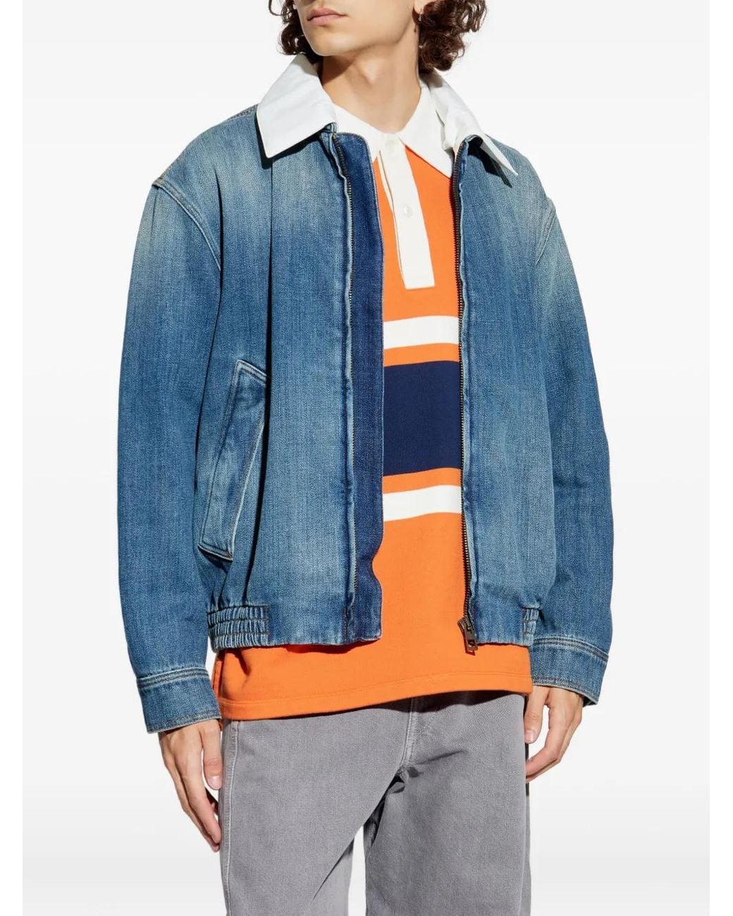 Loewe Blue Contrast-Collar Denim Jacket for men