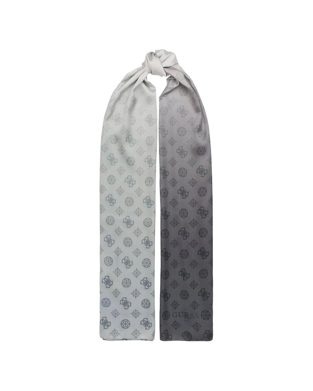 Guess Gray Monogram-Print Gradient-Effect Scarf