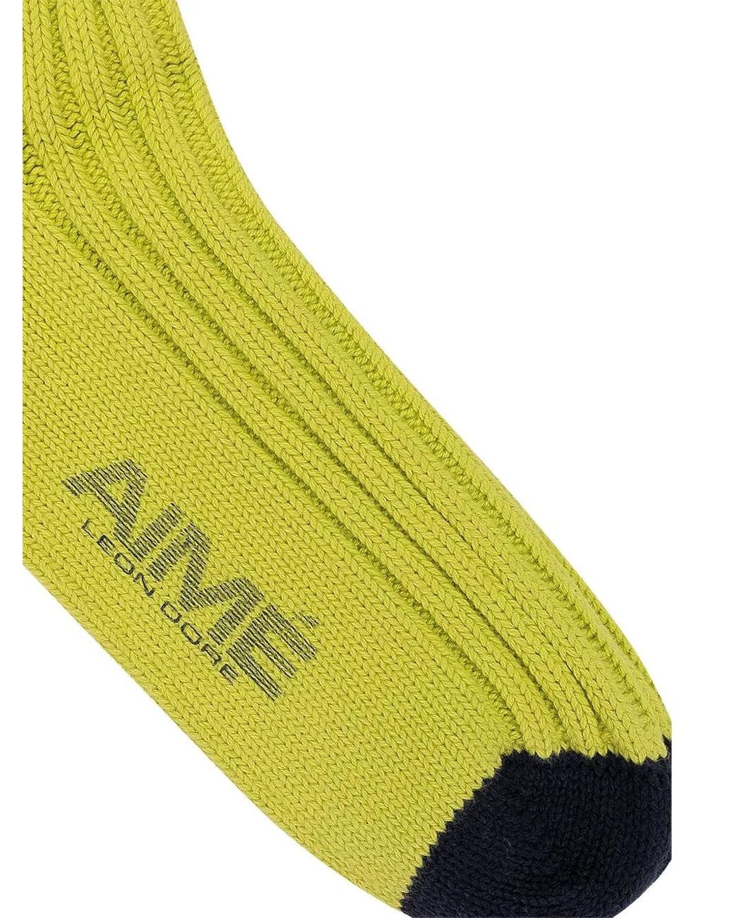 Aimé Leon Dore Yellow Ribbed Crew Socks for men