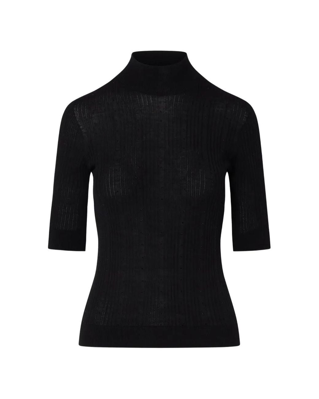 Liu Jo Black Wool Top With Rhinestones