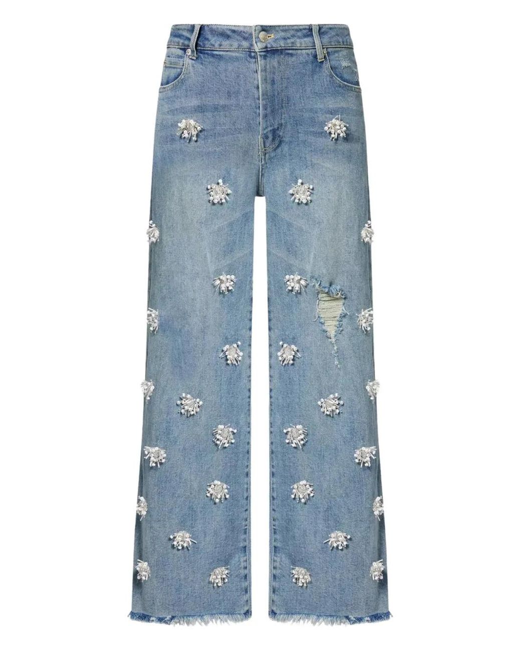 Jonathan Simkhai Blue Jude Embellished Frayed Jeans