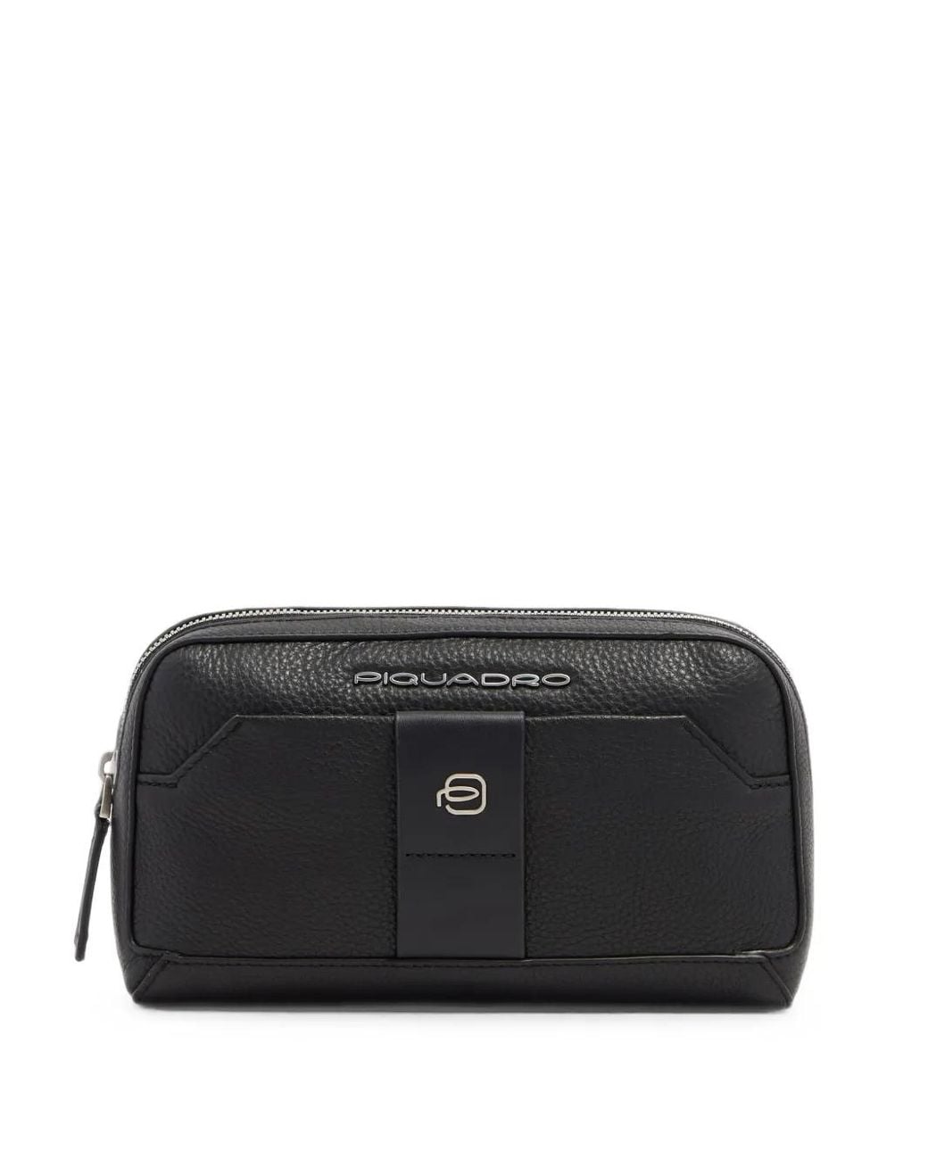 Piquadro Black Pochette En Cuir Grainé À Plaque Logo for men