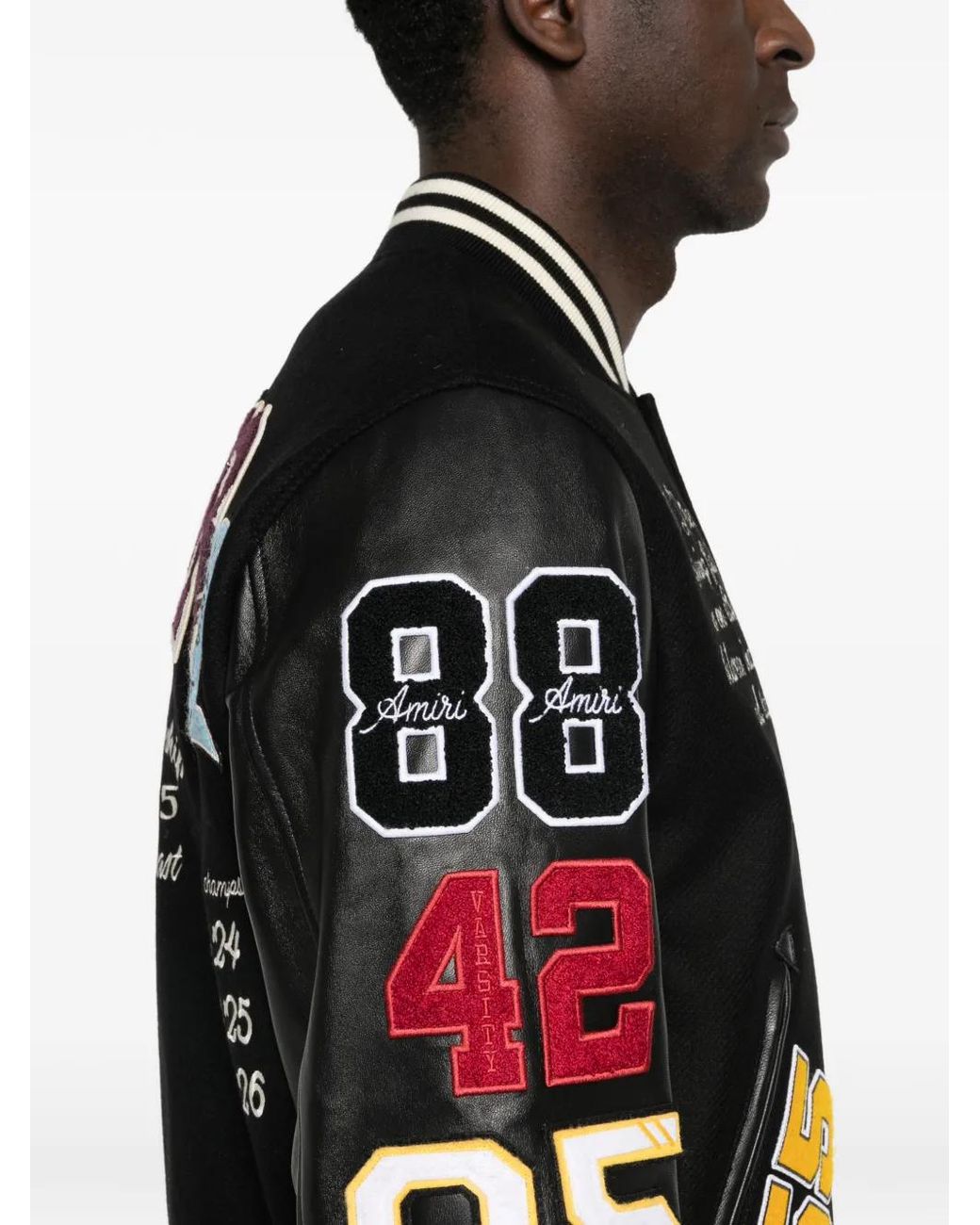 Amiri Black Varsity Patch Jacket for men