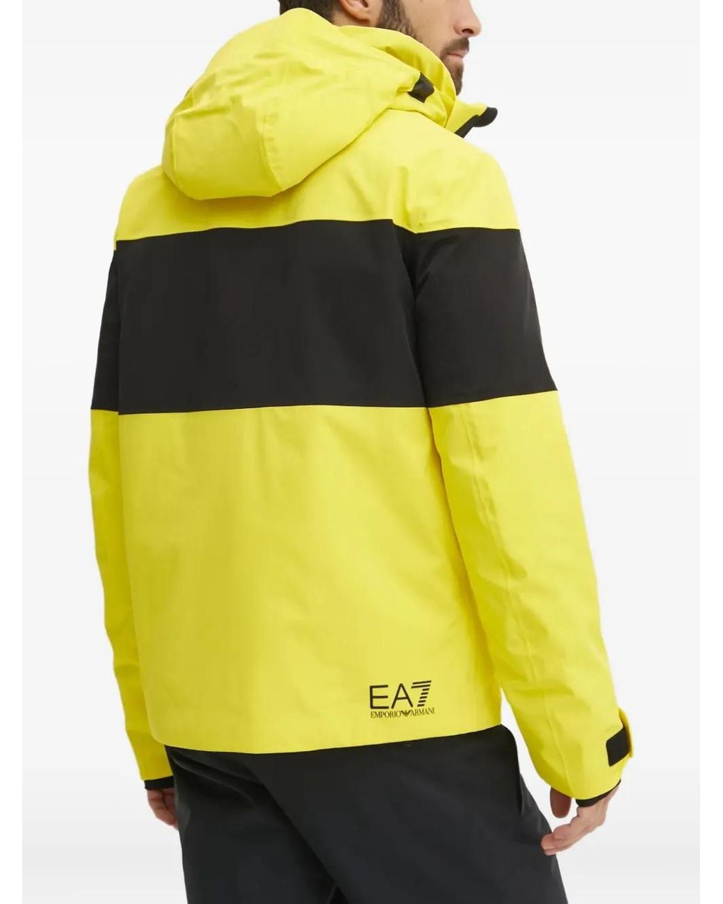EA7 Yellow Panelled Hooded Performance Jacket for men